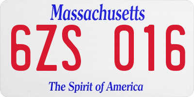 MA license plate 6ZS016