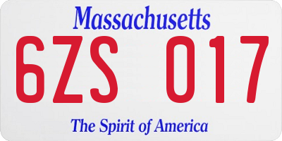 MA license plate 6ZS017