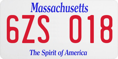 MA license plate 6ZS018
