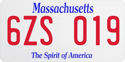MA license plate 6ZS019