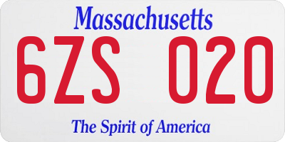 MA license plate 6ZS020