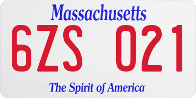 MA license plate 6ZS021