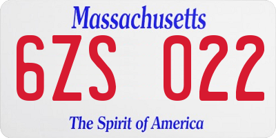 MA license plate 6ZS022