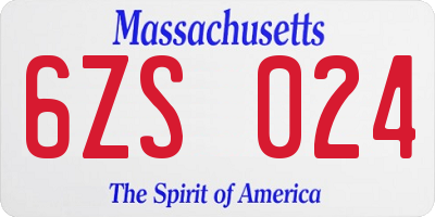 MA license plate 6ZS024