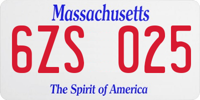 MA license plate 6ZS025
