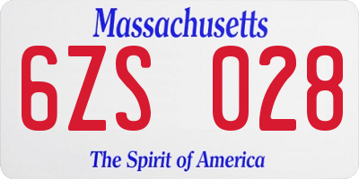 MA license plate 6ZS028