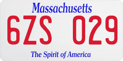MA license plate 6ZS029