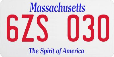 MA license plate 6ZS030