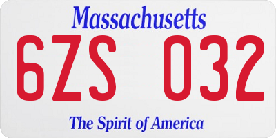 MA license plate 6ZS032