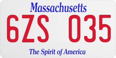 MA license plate 6ZS035