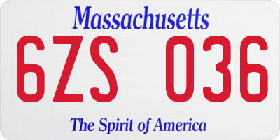MA license plate 6ZS036
