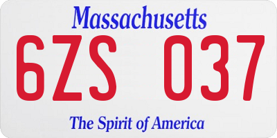 MA license plate 6ZS037