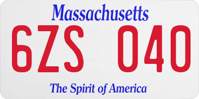 MA license plate 6ZS040