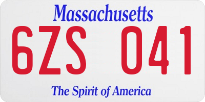 MA license plate 6ZS041
