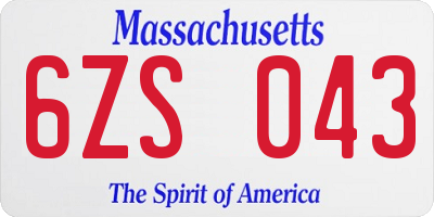 MA license plate 6ZS043