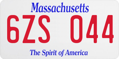 MA license plate 6ZS044