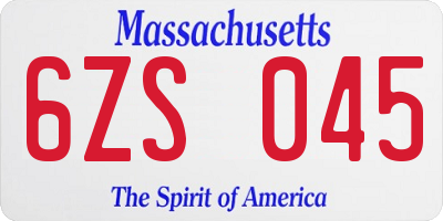 MA license plate 6ZS045