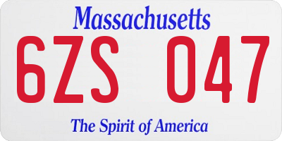MA license plate 6ZS047