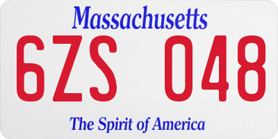 MA license plate 6ZS048