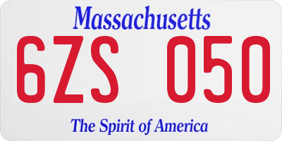 MA license plate 6ZS050