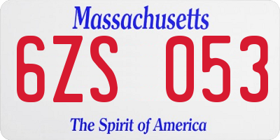 MA license plate 6ZS053