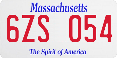 MA license plate 6ZS054