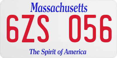 MA license plate 6ZS056