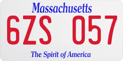 MA license plate 6ZS057