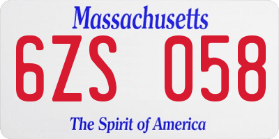 MA license plate 6ZS058
