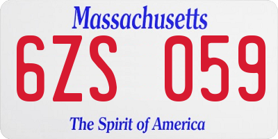 MA license plate 6ZS059