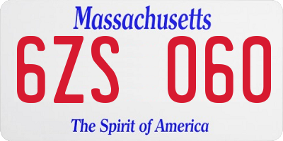 MA license plate 6ZS060