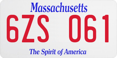 MA license plate 6ZS061