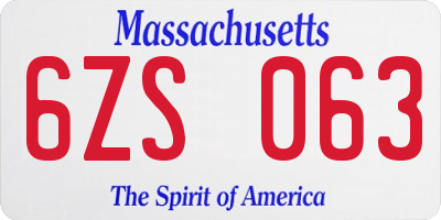 MA license plate 6ZS063