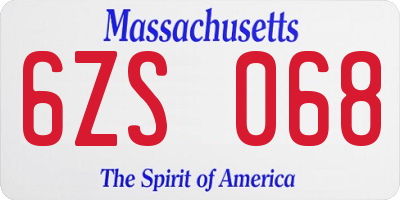 MA license plate 6ZS068