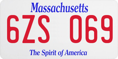 MA license plate 6ZS069
