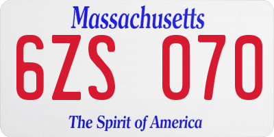 MA license plate 6ZS070