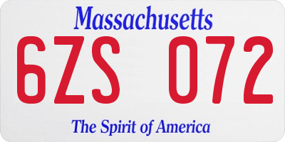 MA license plate 6ZS072