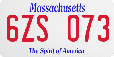 MA license plate 6ZS073