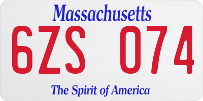 MA license plate 6ZS074