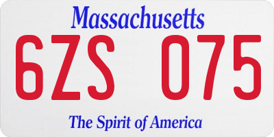 MA license plate 6ZS075