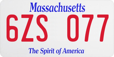 MA license plate 6ZS077