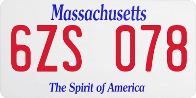 MA license plate 6ZS078