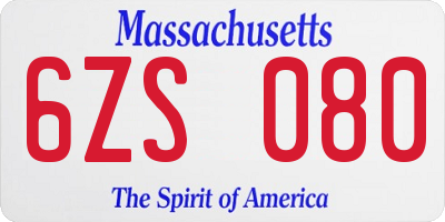 MA license plate 6ZS080