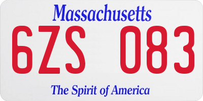 MA license plate 6ZS083