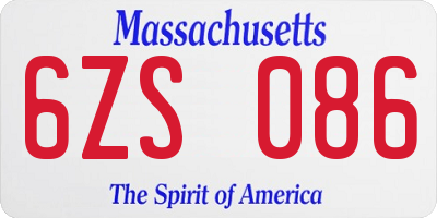 MA license plate 6ZS086