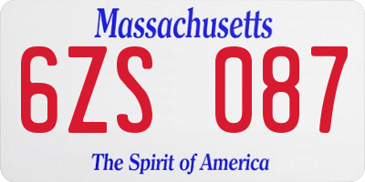 MA license plate 6ZS087