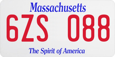 MA license plate 6ZS088