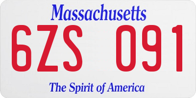 MA license plate 6ZS091
