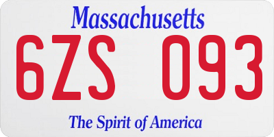 MA license plate 6ZS093