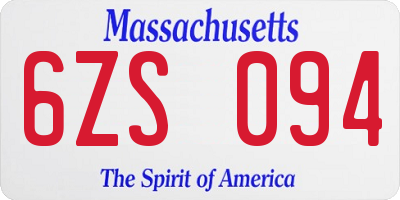 MA license plate 6ZS094